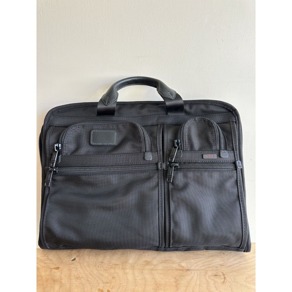 TUMI Alpha 26114DH Laptop Briefcase Black Ballistic Nylon Bag w/ Shoulder Strap